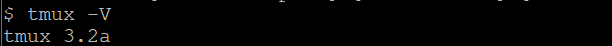 terminal menampilkan nomor versi tmux yang terinstal