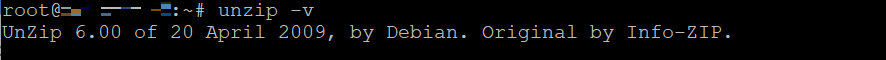 terminal menampilkan versi unzip yang terinstal