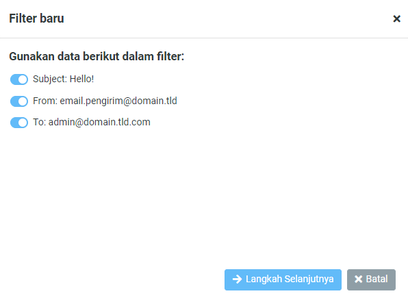 aturan filter email di webmail hostinger