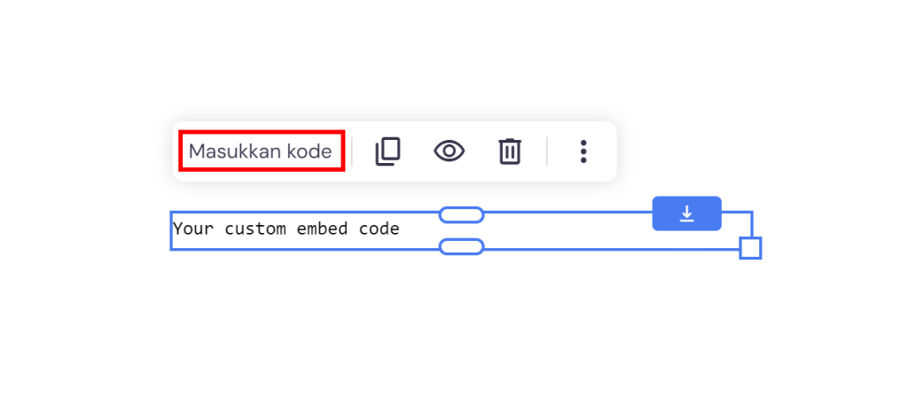 bagian untuk menambahkan kode di website builder