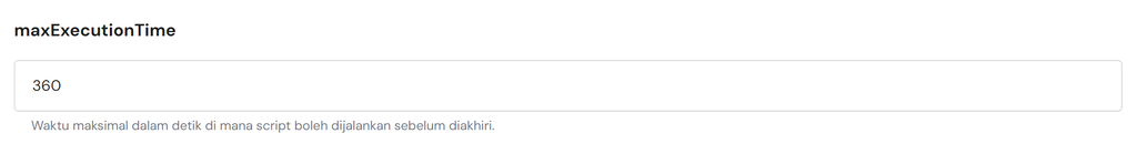 baris maxExecutionTime di hpanel untuk meningkatkan waktu eksekusi skrip