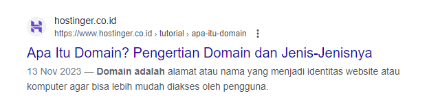 tampilan contoh meta description dan meta title hostinger