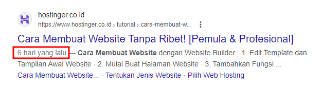 contoh tanggal penerbitan postingan blog