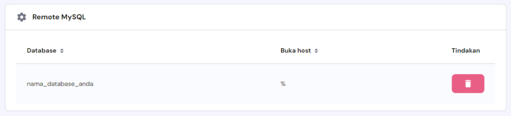 daftar database mysql remote di hpanel