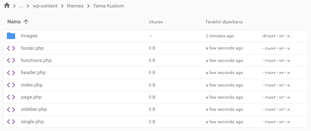 file dan folder yang dibutuhkan untuk membuat tema wordpress sendiri