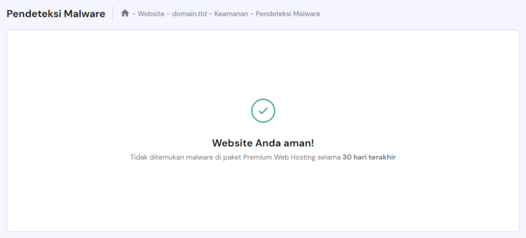 hasil pendeteksi malware hostinger di hpanel