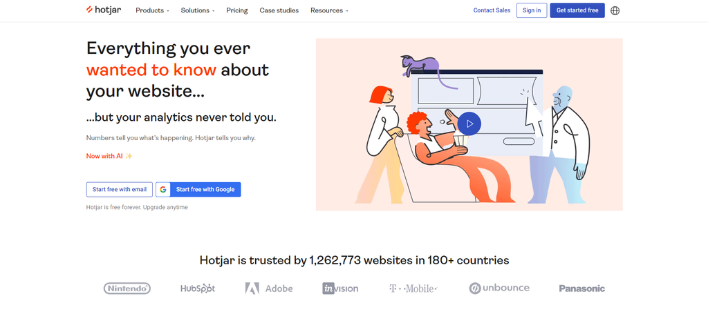 homepage hotjar sebagai rekomendasi tool untuk analisis website