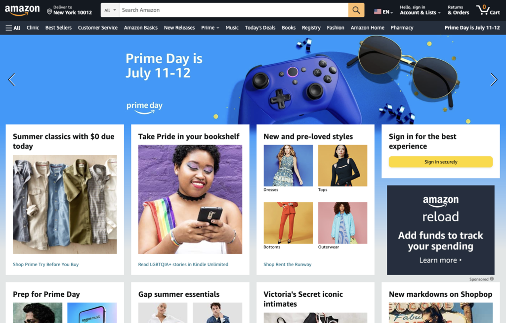 landing page amazon