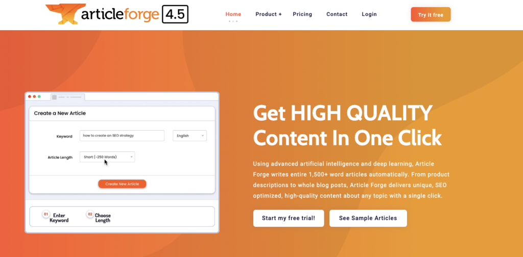 landing page articleforge