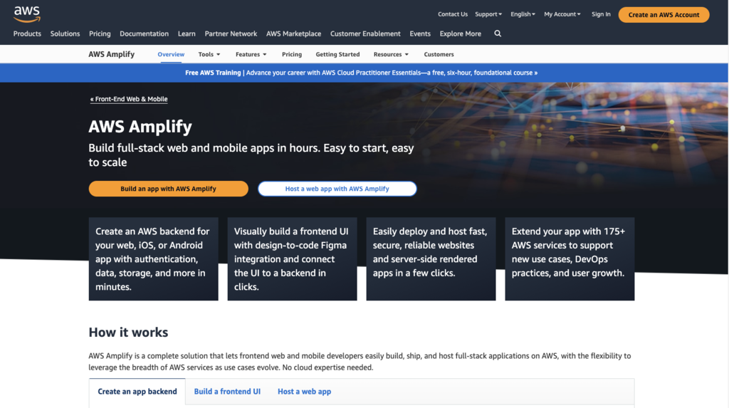 landing page aws amplify