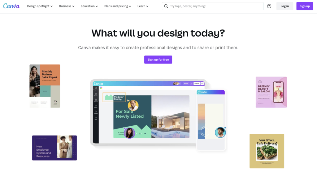 landing page canva