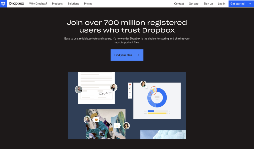 landing page dropbox