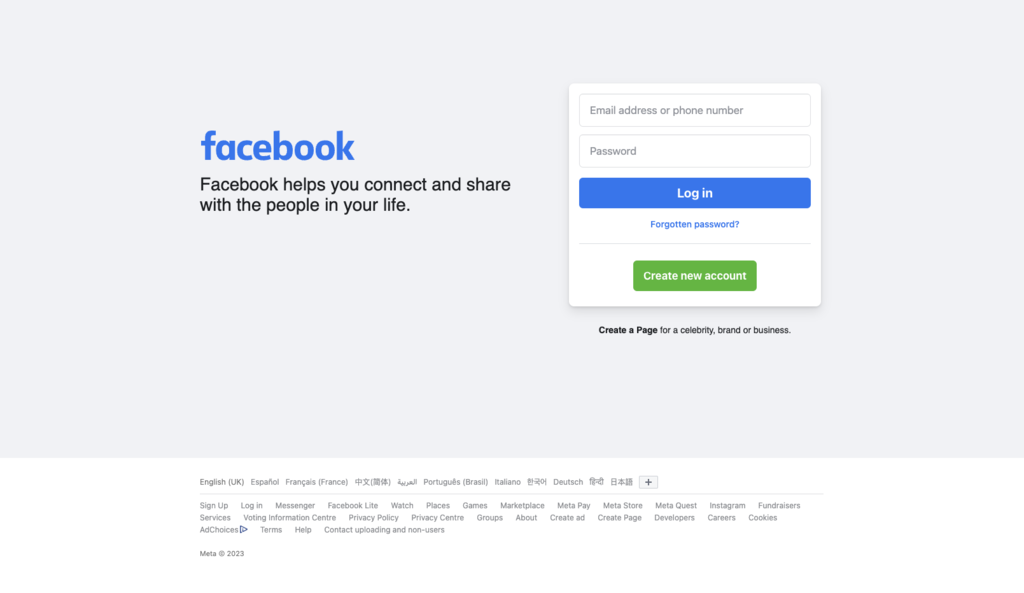 landing page facebook