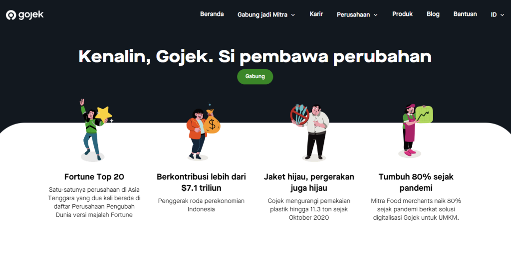 landing page gojek