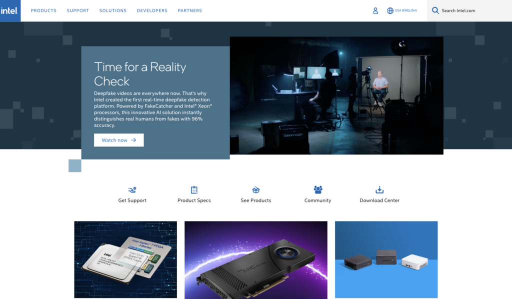 landing page intel