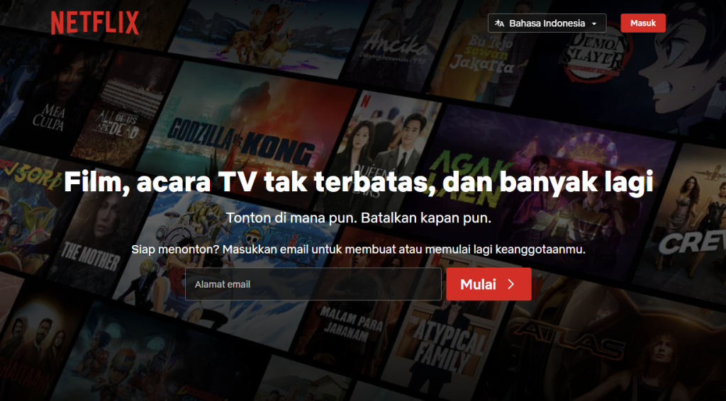 landing page netflix sebagai contoh penempatan cta yang baik