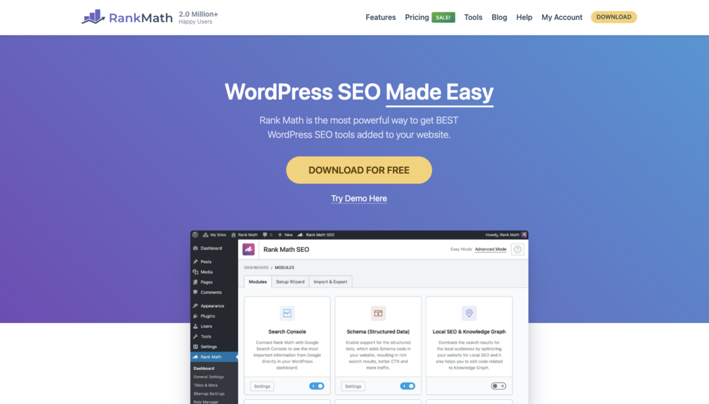 landing page rankmath