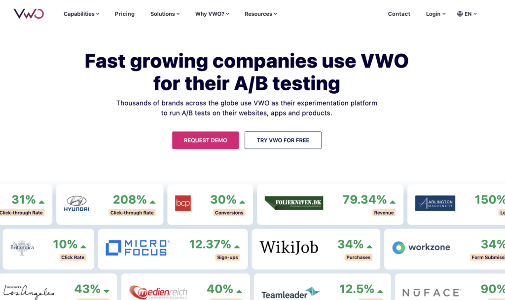 landing page vwo