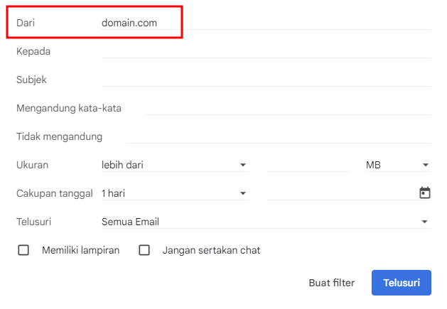 memasukkan nama domain yang ingin diblokir di gmail