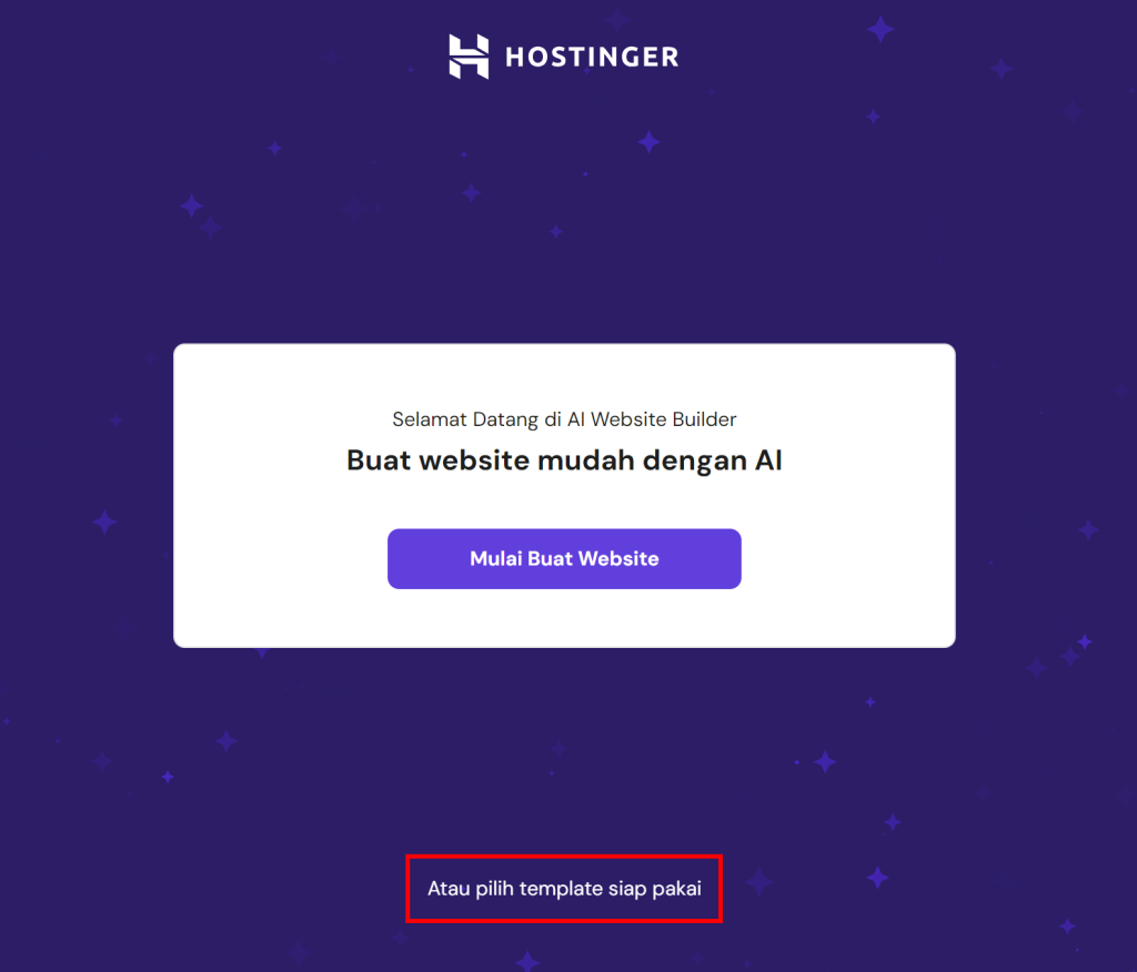 memilih opsi template siap pakai di website builder