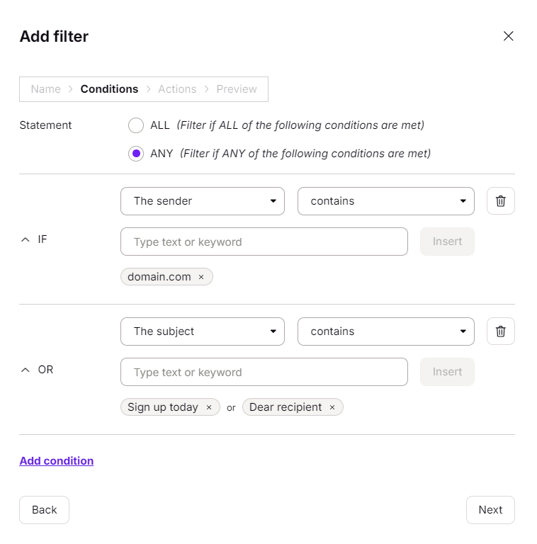 menambahkan aturan filter di proton mail