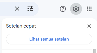 menu untuk mengakses semua setelan di gmail