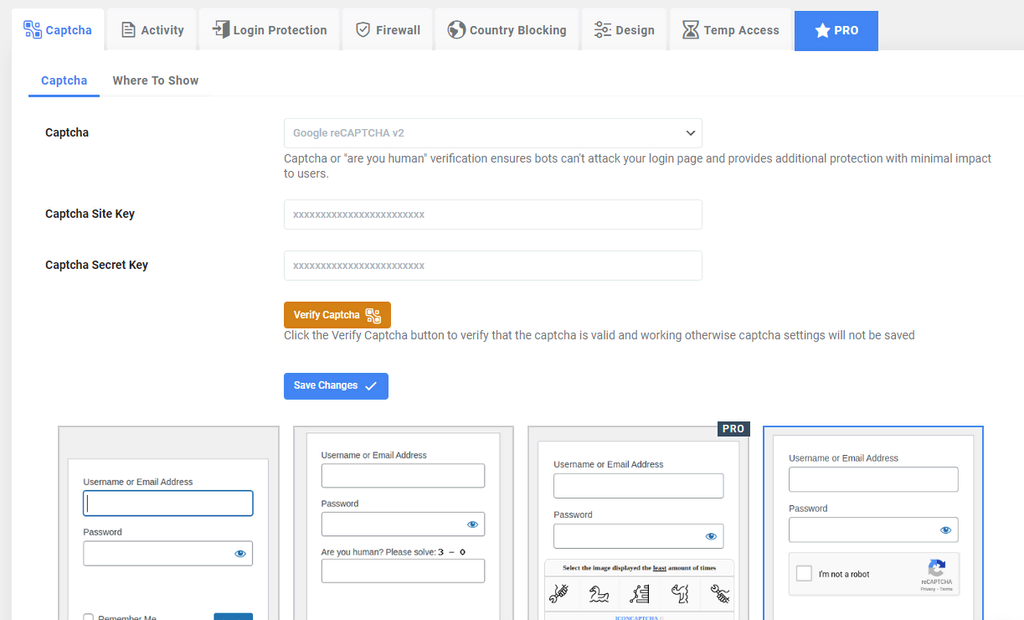 menyesuaikan konfigurasi plugin Advanced Google reCAPTCHA