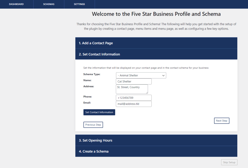 tampilan plugin five star business profile and schema
