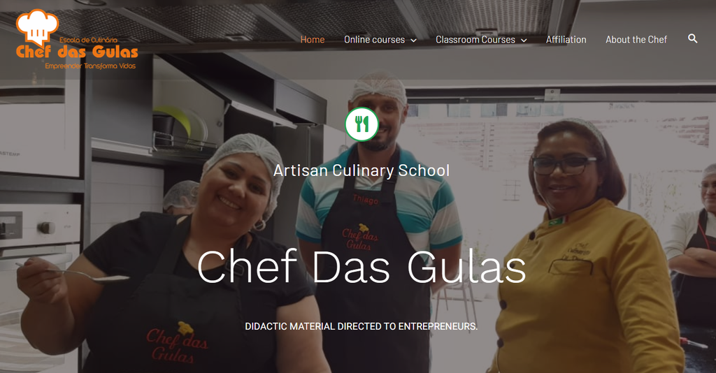 Website kursus online Chef Das Gulas yang dibuat di Hostinger