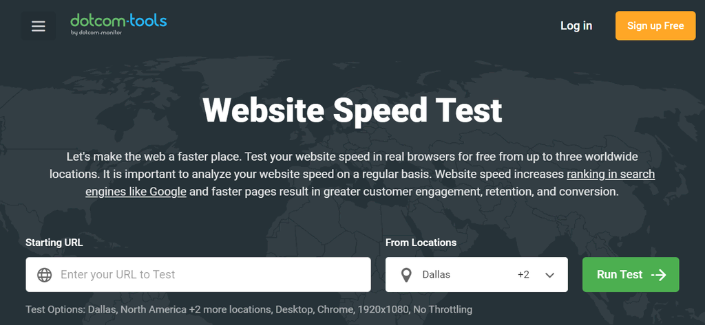 homepage dotcom monitor untuk memantau kecepatan website