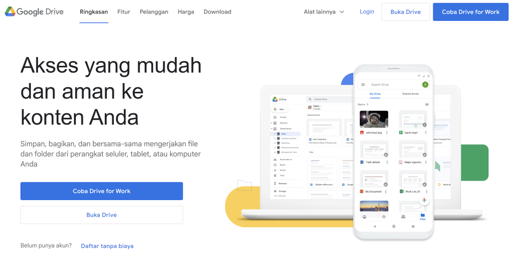 tampilan homepage google drive dalam bahasa indonesia