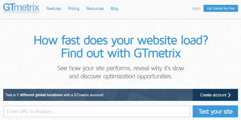 tampilan homepage gtmetrix