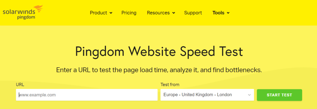 homepage pingdom tool online untuk menguji kecepatan website