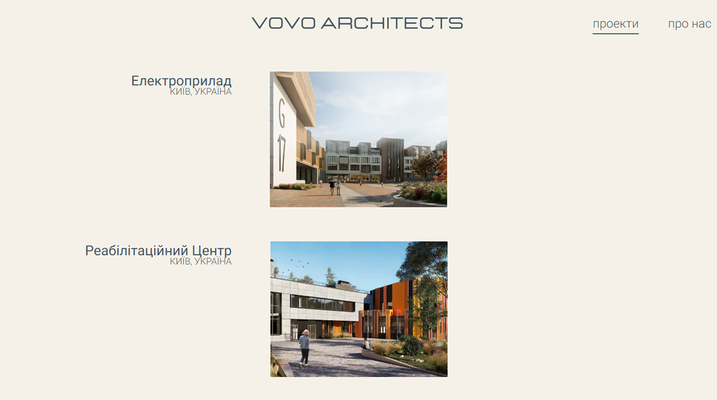 homepage website vovo artchitects