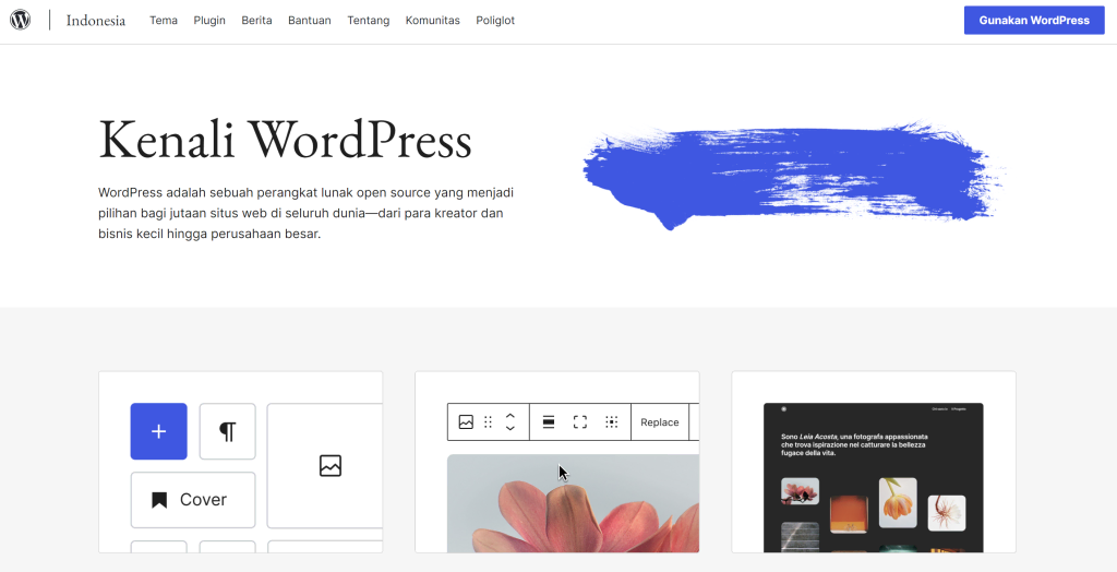 tampilan halaman homepage wordpress indonesia