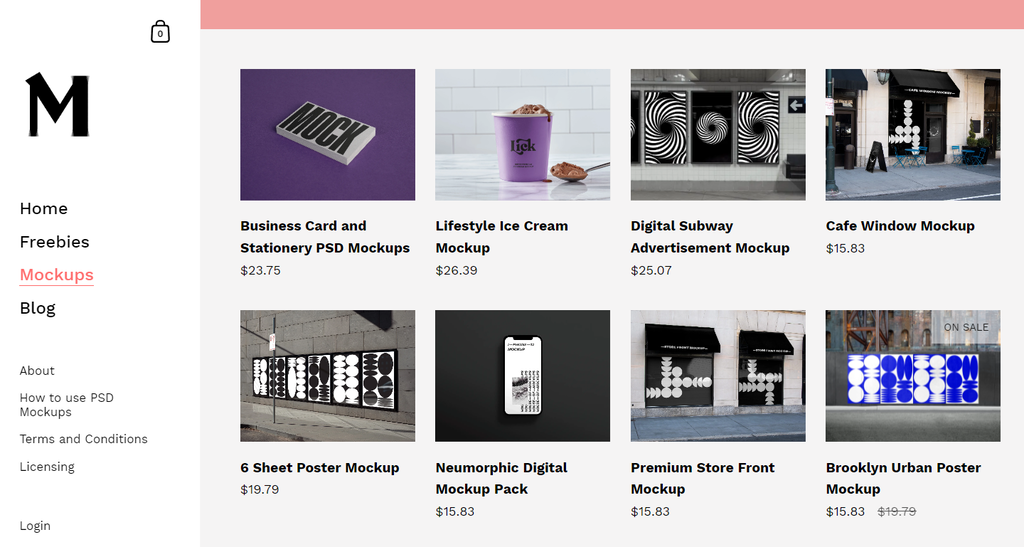 homepage website house of mockups menampilkan produk maketnya