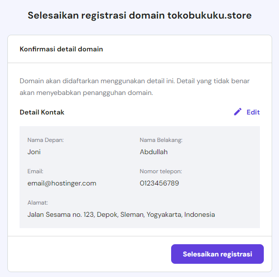 informasi registrasi domain yang perlu ditinjau ulang