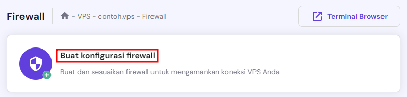 menu konfigurasi untuk membuat firewall di hpanel