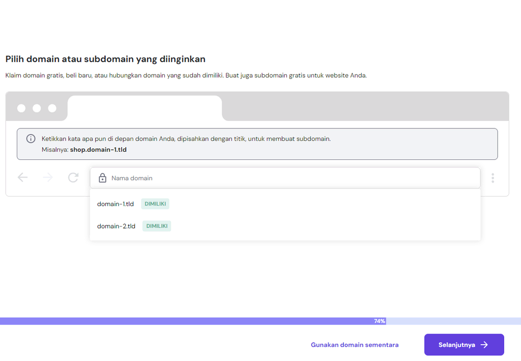 halaman untuk menambahkan domain di hpanel