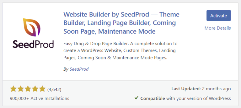 tampilan plugin seedprod di direktori wordpress