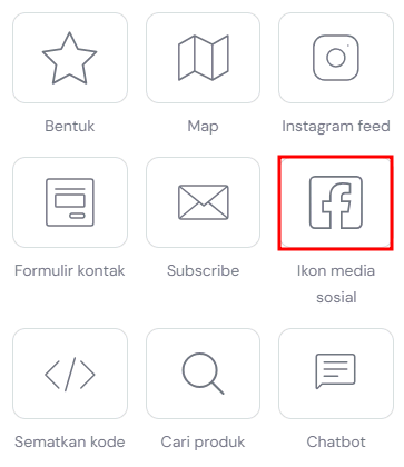 tampilan elemen ikon media sosial di hostinger website builder