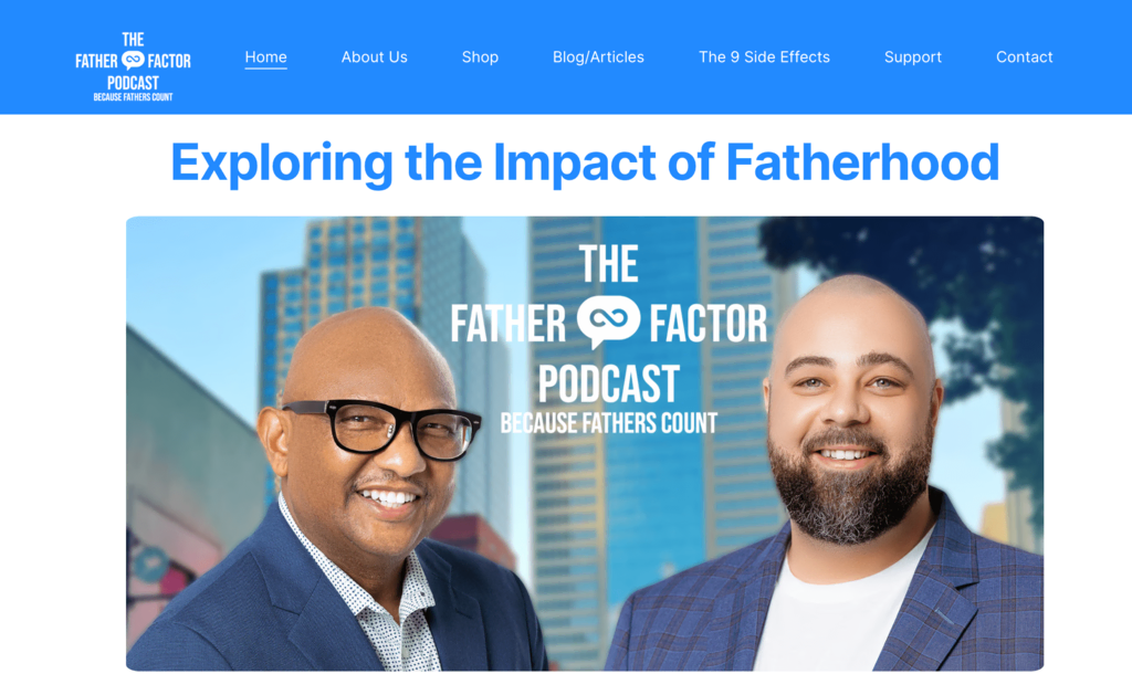 tampilan homepage website father factor