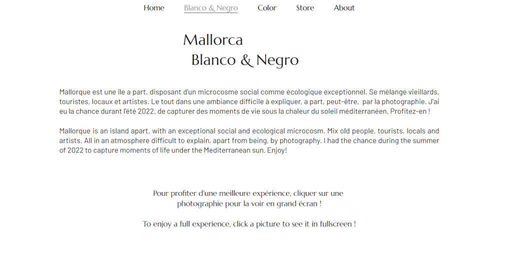 tampilan halaman proyek blanco and negro di website argenticae