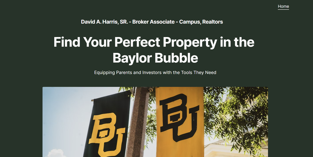 tampilan homepage website bisnis properti baylor bubble