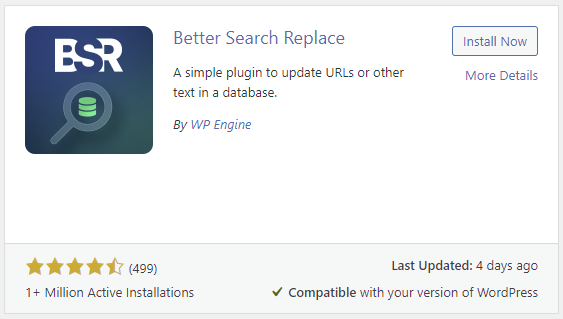 tampilan plugin better search replace di direktori wordpress