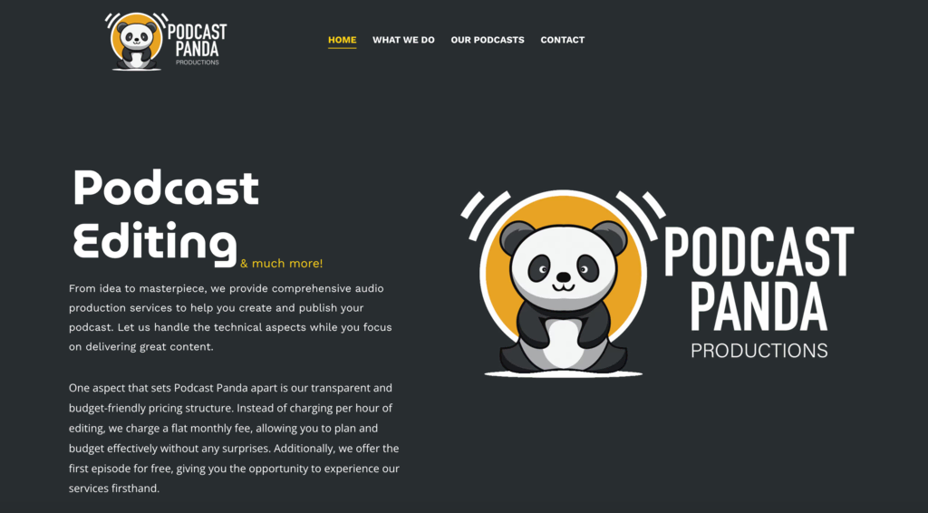 tampilan homepage website podcast panda