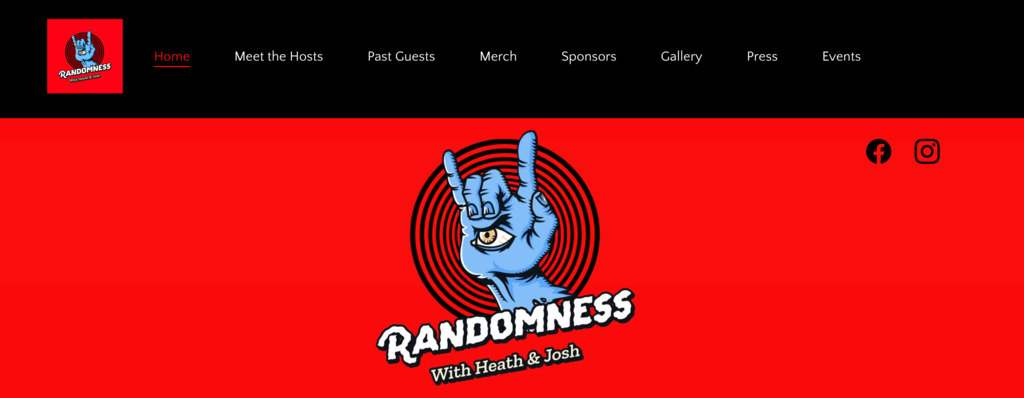 tampilan homepage website podcast randomness