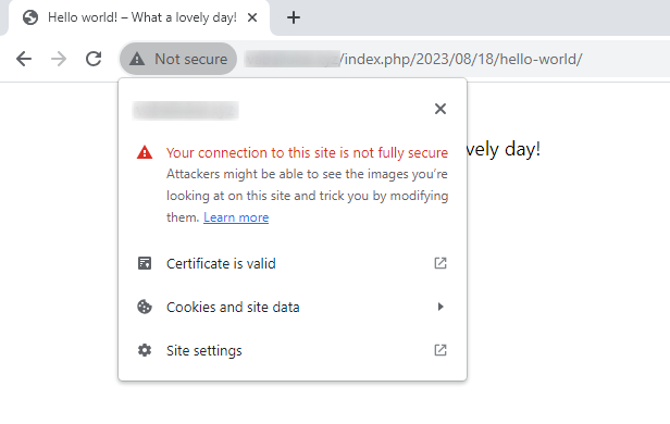 tampilan google chrome yang menunjukkan pesan tidak aman