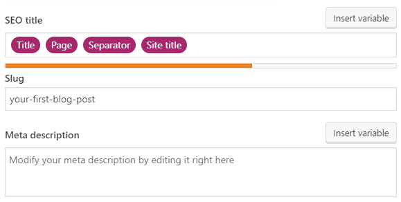 tampilan bagian untuk menambahkan meta title dan meta description di yoast seo