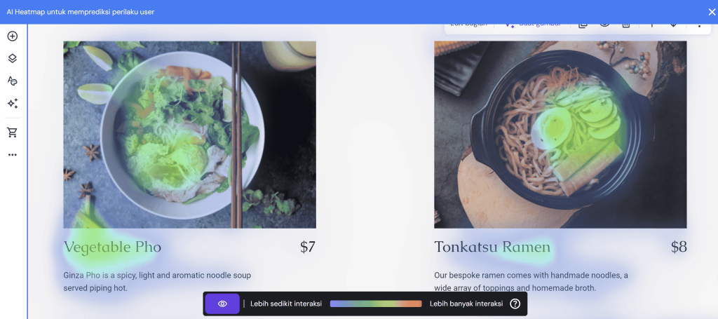 tampilan ai heatmap builder di halaman menu restoran